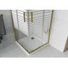 Mexen Rio kabina prysznicowa kwadratowa 90 x 90 cm, białe pasy, złota + brodzik Flat, biały - 860-090-090-50-20-4010G