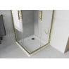 Mexen Rio kabina prysznicowa kwadratowa 90 x 90 cm, białe pasy, złota + brodzik Flat, biały - 860-090-090-50-20-4010G