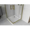 Mexen Rio kabina prysznicowa kwadratowa 80 x 80 cm, szron, złota + brodzik Flat, biały - 860-080-080-50-30-4010G