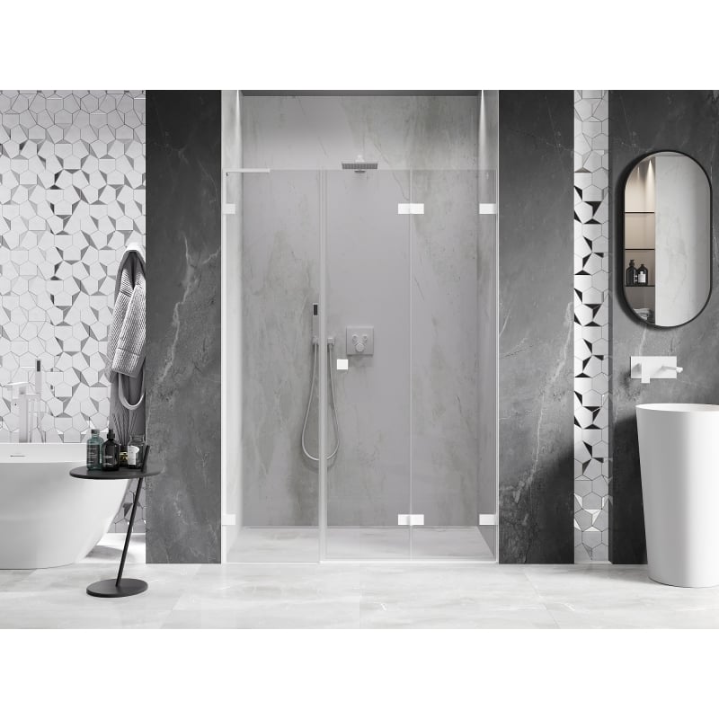 Mexen Lunar-F L drzwi prysznicowe składane prawe 115 cm, transparent, białe - 836SL-115-050-20-00-P