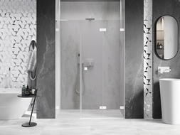 Mexen Lunar-F L drzwi prysznicowe składane prawe 130 cm, transparent, białe - 836SL-130-050-20-00-P