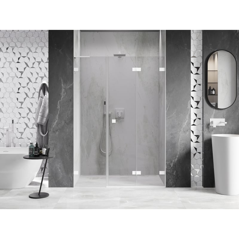 Mexen Lunar-F L drzwi prysznicowe składane prawe 135 cm, transparent, białe - 836SL-135-050-20-00-P