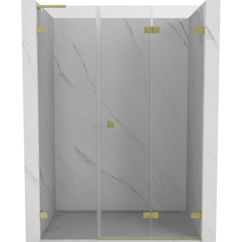 Mexen Lunar-F L drzwi prysznicowe składane prawe 140 cm, transparent, złote szczotkowane - 836SL-140-050-55-00-P