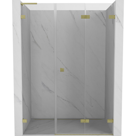 Mexen Lunar-F L drzwi prysznicowe składane prawe 140 cm, transparent, złote szczotkowane - 836SL-140-050-55-00-P
