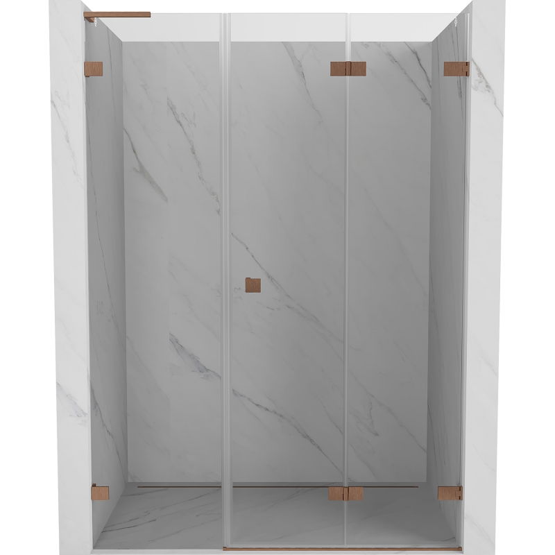 Mexen Lunar-F L drzwi prysznicowe składane prawe 140 cm, transparent, miedź szczotkowana - 836SL-140-050-65-00-P