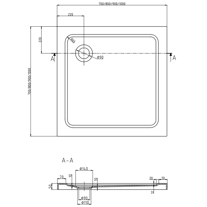 Mexen Rio kabina prysznicowa kwadratowa 80 x 80 cm, transparent, czarna + brodzik Flat, biały - 860-080-080-70-00-4010B