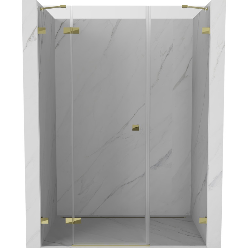 Mexen Lunar drzwi prysznicowe uchylne lewe 120 cm, transparent, złote - 834S-120-050-50-00-L