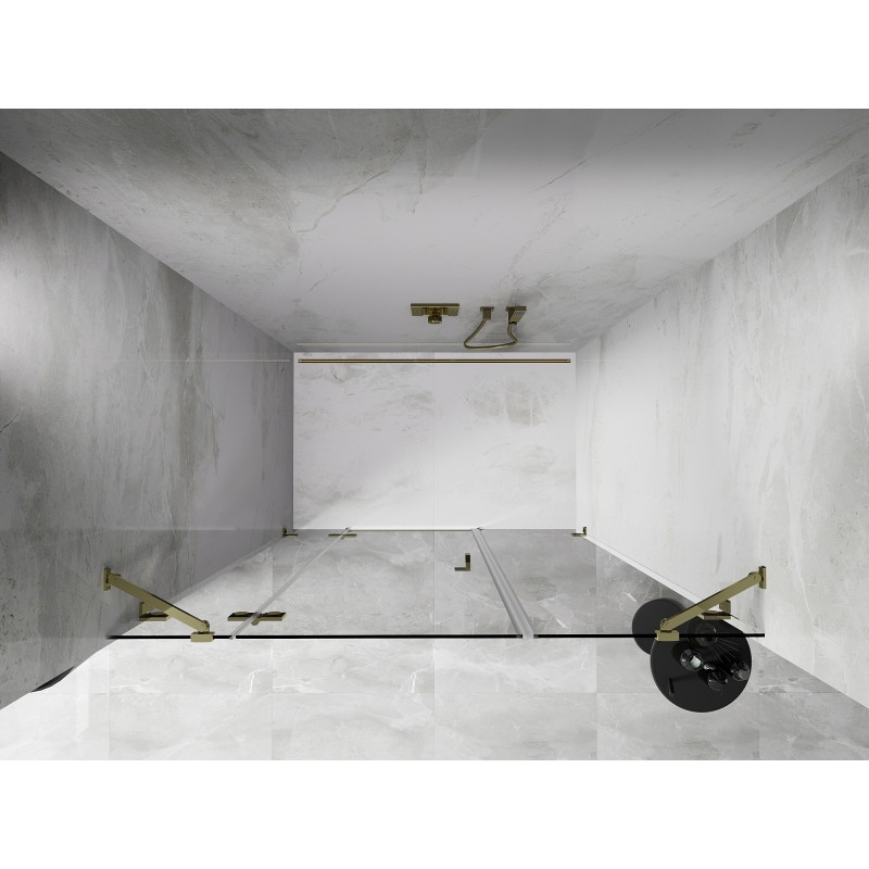 Mexen Lunar drzwi prysznicowe uchylne lewe 125 cm, transparent, złote - 834S-125-050-50-00-L