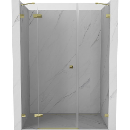 Mexen Lunar drzwi prysznicowe uchylne lewe 140 cm, transparent, złote - 834S-140-050-50-00-L
