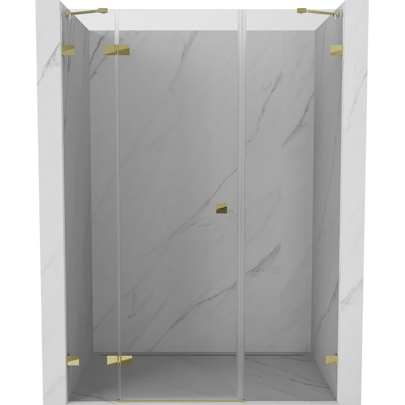 Mexen Lunar drzwi prysznicowe uchylne lewe 145 cm, transparent, złote - 834S-145-050-50-00-L