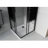 Mexen Rio kabina prysznicowa kwadratowa 90 x 90 cm, czarne pasy, czarna + brodzik Flat, biały - 860-090-090-70-20-4010B