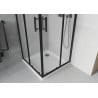 Mexen Rio kabina prysznicowa kwadratowa 70 x 70 cm, szron, czarna + brodzik Flat, biały - 860-070-070-70-30-4010B