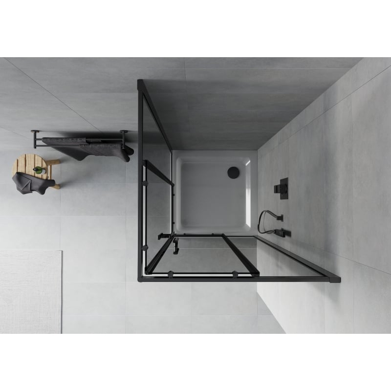 Mexen Rio kabina prysznicowa kwadratowa 90 x 90 cm, grafit, czarna + brodzik Flat, biały - 860-090-090-70-40-4010B
