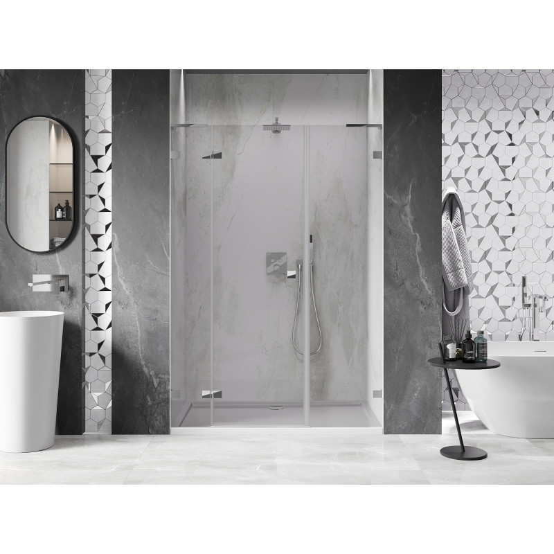 Mexen Lunar L drzwi prysznicowe uchylne lewe 155 cm, transparent, chrom - 834SL-155-050-01-00-L