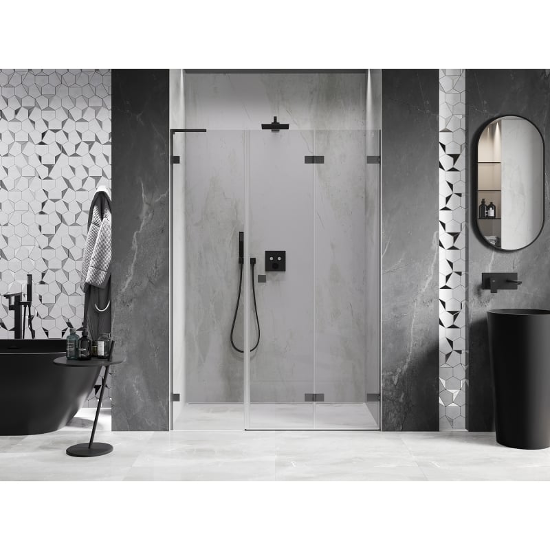 Mexen Lunar-F L drzwi prysznicowe składane prawe 130 cm, transparent, gun metal - 836SL-130-050-95-00-P