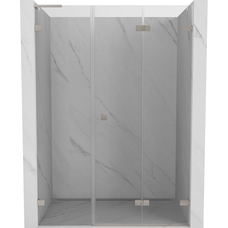 Mexen Lunar-F L drzwi prysznicowe składane prawe 145 cm, transparent, nikiel szczotkowany - 836SL-145-050-97-00-P