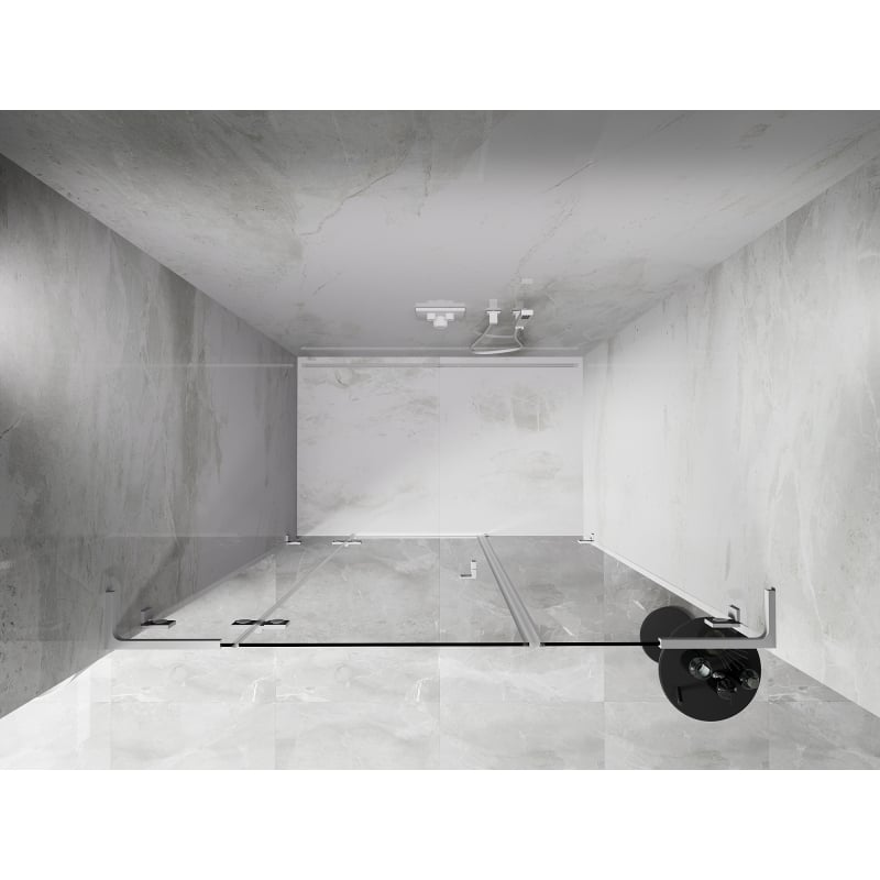 Mexen Lunar L drzwi prysznicowe uchylne lewe 140 cm, transparent, białe - 834SL-140-050-20-00-L