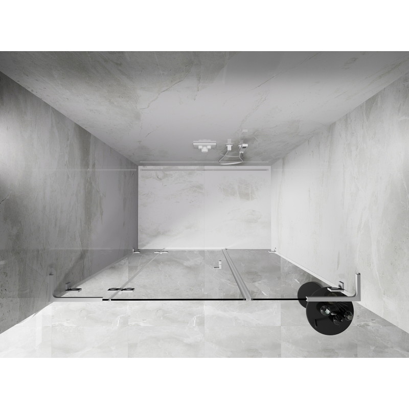 Mexen Lunar L drzwi prysznicowe uchylne lewe 155 cm, transparent, białe - 834SL-155-050-20-00-L