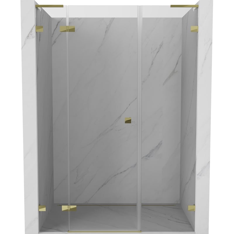 Mexen Lunar L drzwi prysznicowe uchylne lewe 120 cm, transparent, złote - 834SL-120-050-50-00-L