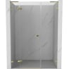 Mexen Lunar L drzwi prysznicowe uchylne lewe 130 cm, transparent, złote - 834SL-130-050-50-00-L