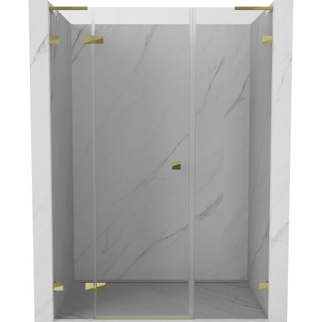 Mexen Lunar L drzwi prysznicowe uchylne lewe 145 cm, transparent, złote - 834SL-145-050-50-00-L