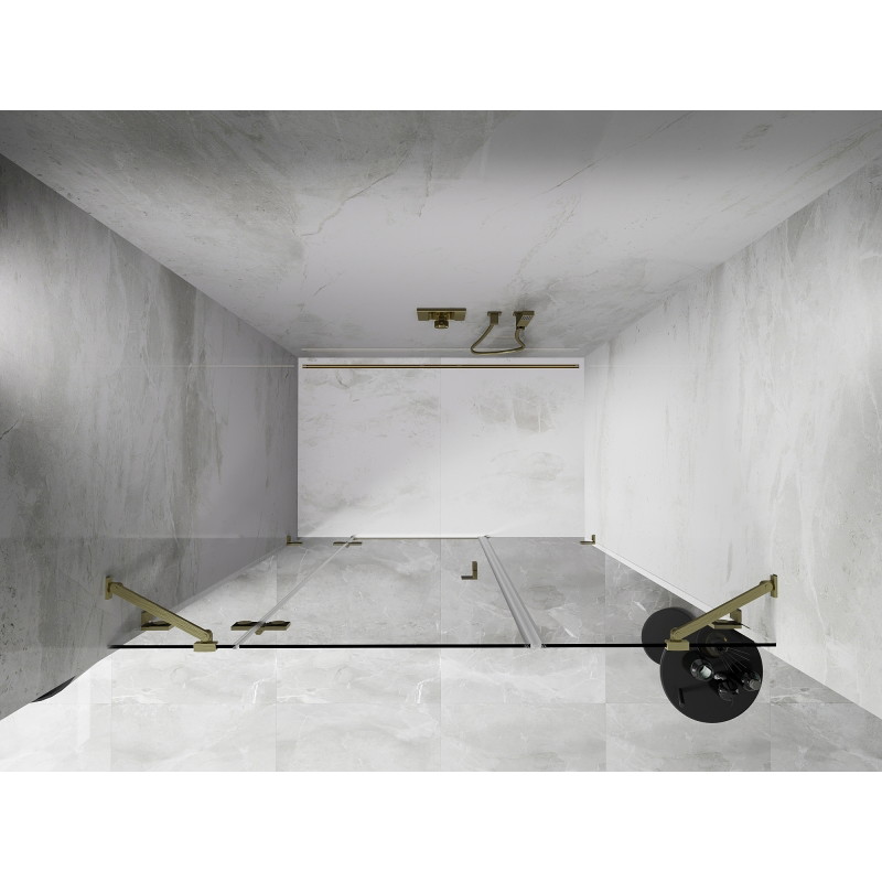 Mexen Lunar drzwi prysznicowe uchylne lewe 125 cm, transparent, złote szczotkowane - 834S-125-050-55-00-L