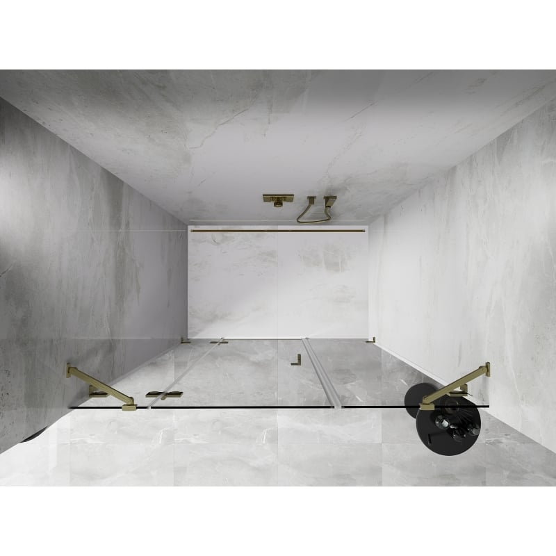 Mexen Lunar drzwi prysznicowe uchylne lewe 150 cm, transparent, złote szczotkowane - 834S-150-050-55-00-L