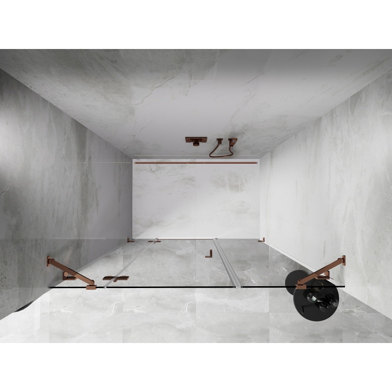 Mexen Lunar drzwi prysznicowe uchylne lewe 120 cm, transparent, różowe złoto - 834S-120-050-60-00-L