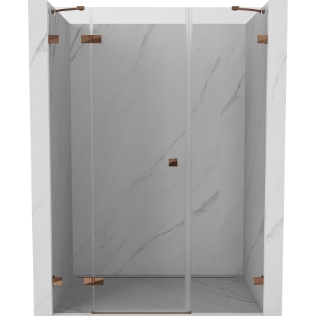 Mexen Lunar drzwi prysznicowe uchylne lewe 140 cm, transparent, różowe złoto - 834S-140-050-60-00-L