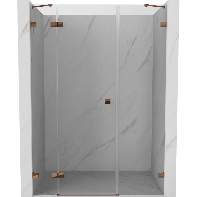 Mexen Lunar drzwi prysznicowe uchylne lewe 150 cm, transparent, różowe złoto - 834S-150-050-60-00-L