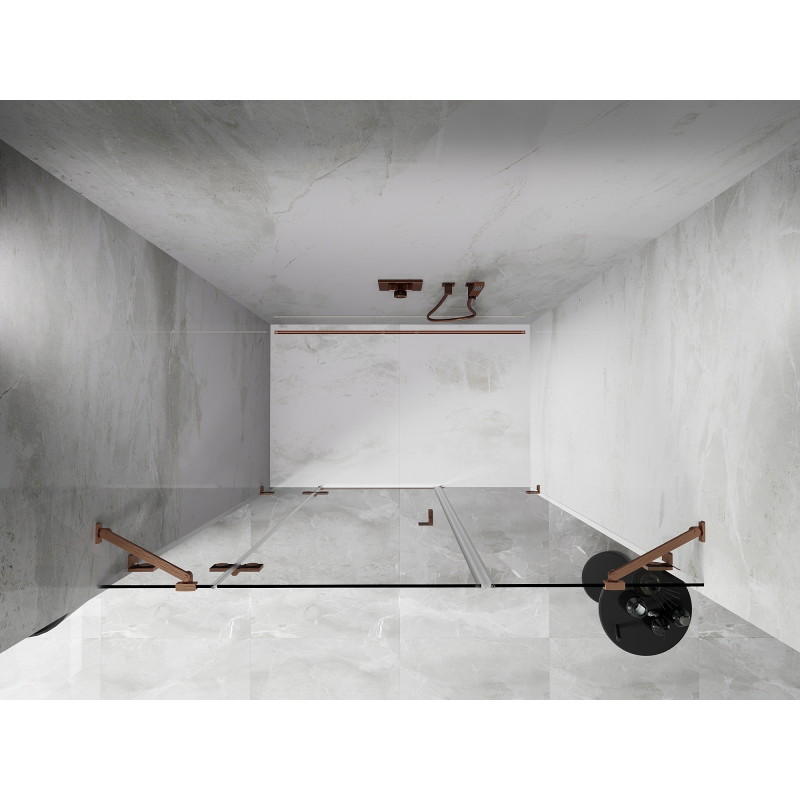 Mexen Lunar drzwi prysznicowe uchylne lewe 140 cm, transparent, miedź szczotkowana - 834S-140-050-65-00-L