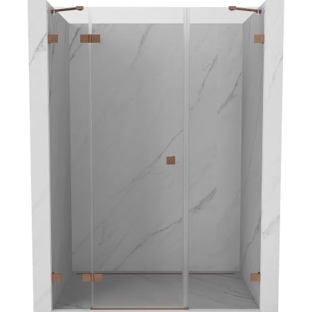 Mexen Lunar drzwi prysznicowe uchylne lewe 145 cm, transparent, miedź szczotkowana - 834S-145-050-65-00-L