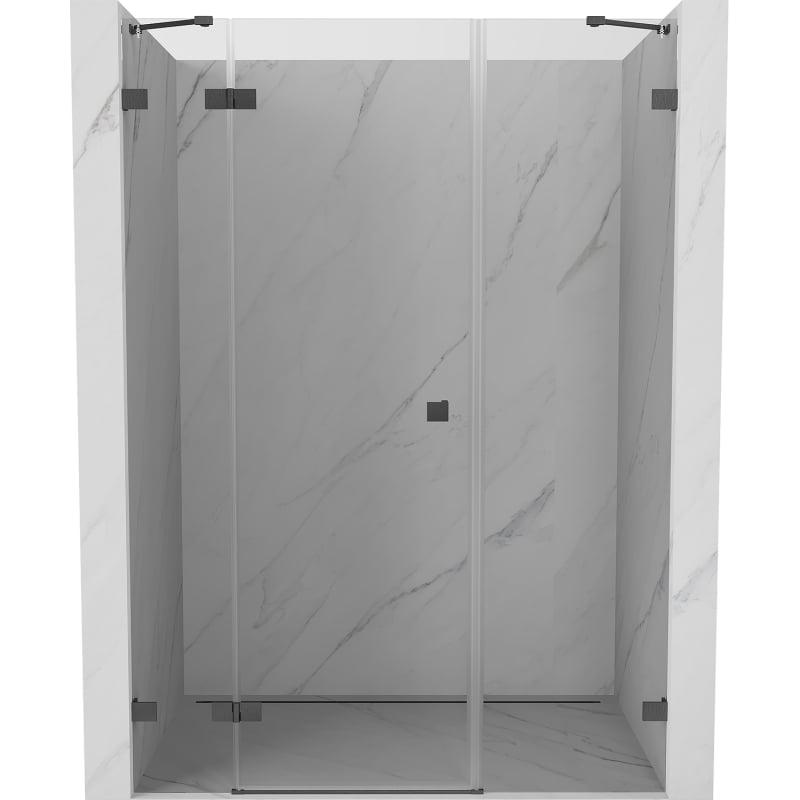Mexen Lunar drzwi prysznicowe uchylne lewe 145 cm, transparent, gun gray szczotkowany - 834S-145-050-66-00-L