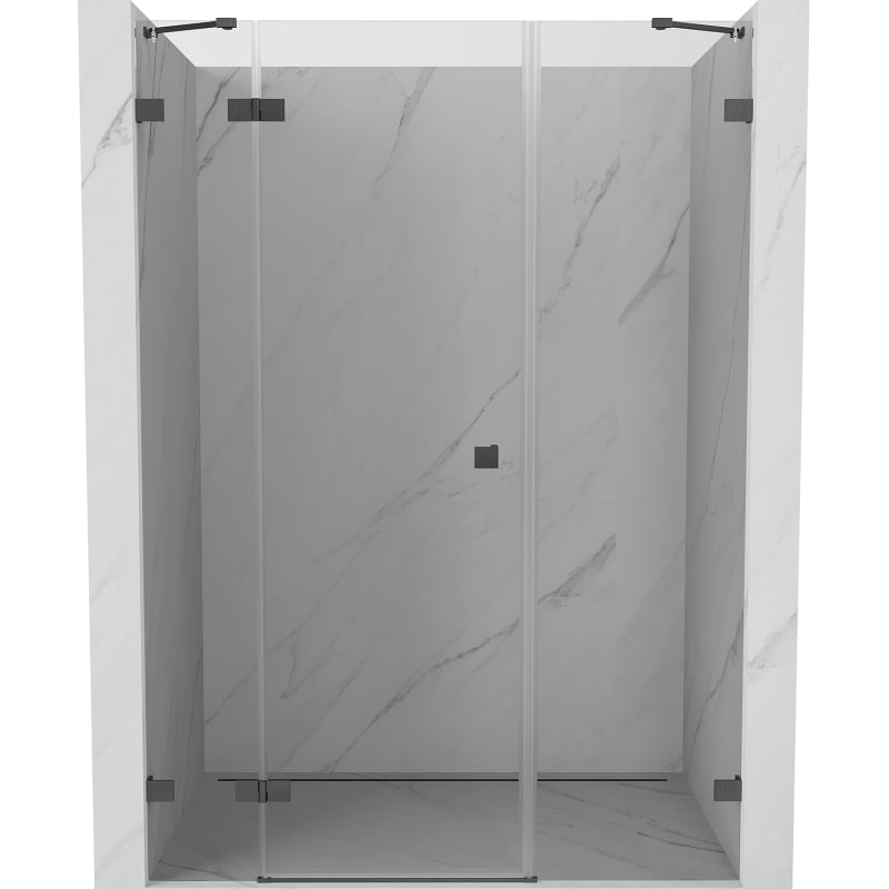 Mexen Lunar drzwi prysznicowe uchylne lewe 150 cm, transparent, gun gray szczotkowany - 834S-150-050-66-00-L