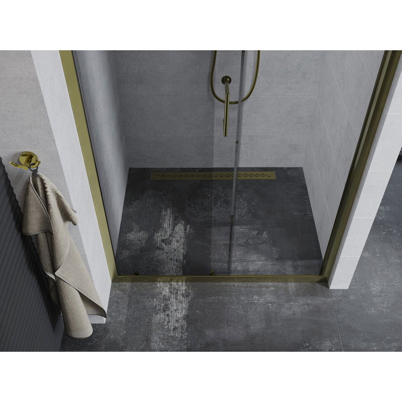 Mexen Apia drzwi prysznicowe rozsuwane 115 cm, transparent, złote - 845-115-000-50-00