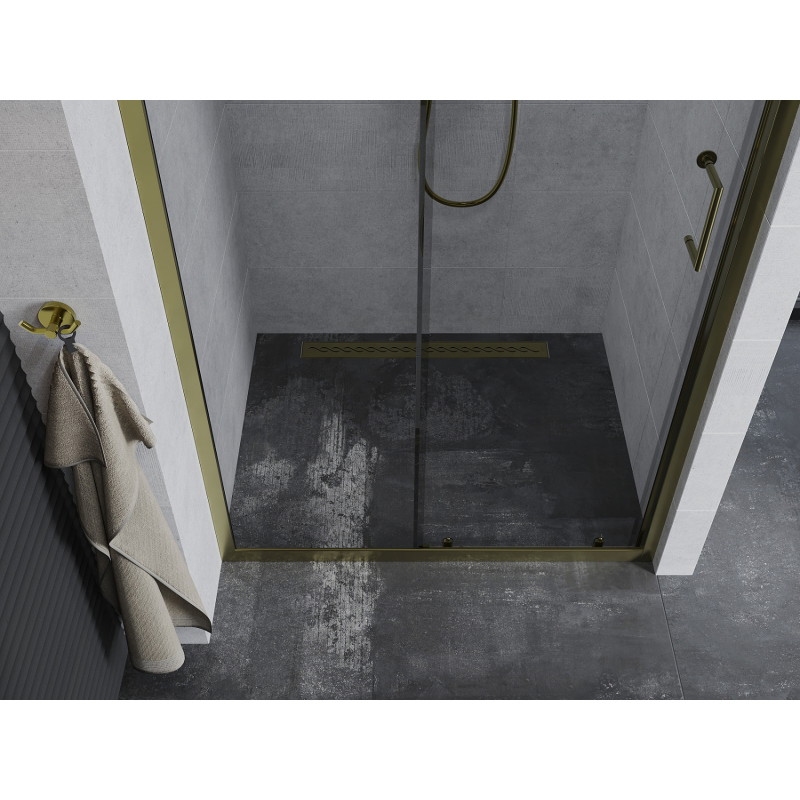Mexen Apia drzwi prysznicowe rozsuwane 120 cm, transparent, złote - 845-120-000-50-00