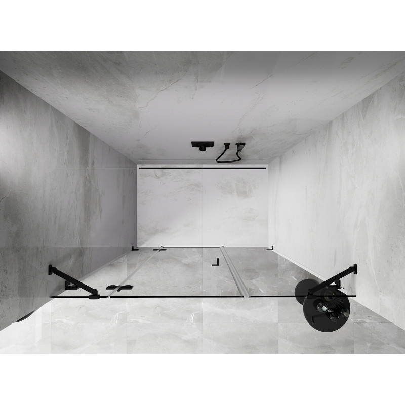 Mexen Lunar drzwi prysznicowe uchylne lewe 160 cm, transparent, czarne - 834S-160-050-70-00-L