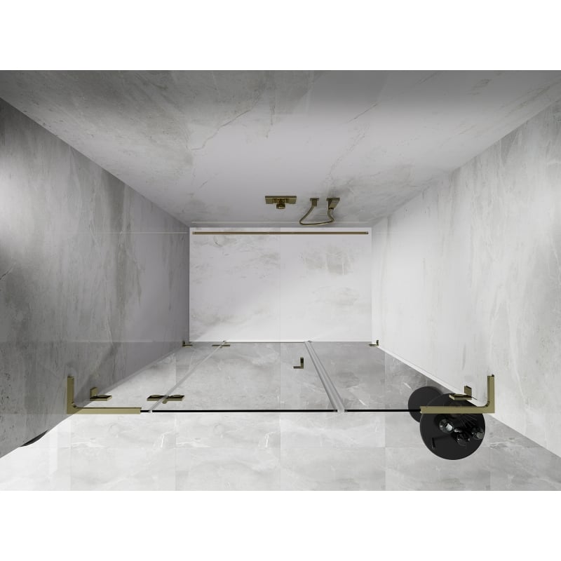 Mexen Lunar L drzwi prysznicowe uchylne lewe 160 cm, transparent, złote - 834SL-160-050-50-00-L