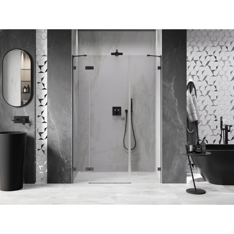 Mexen Lunar drzwi prysznicowe uchylne lewe 135 cm, transparent, gun metal - 834S-135-050-95-00-L