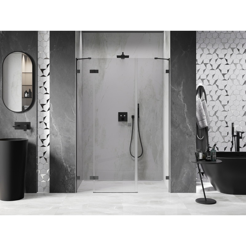 Mexen Lunar drzwi prysznicowe uchylne lewe 140 cm, transparent, gun metal - 834S-140-050-95-00-L