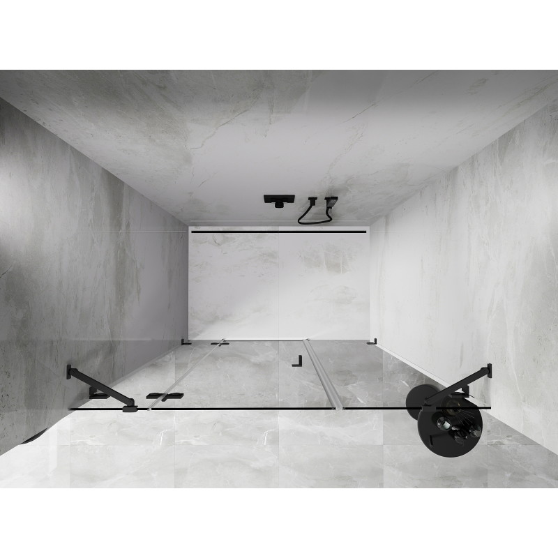 Mexen Lunar drzwi prysznicowe uchylne lewe 155 cm, transparent, gun metal - 834S-155-050-95-00-L