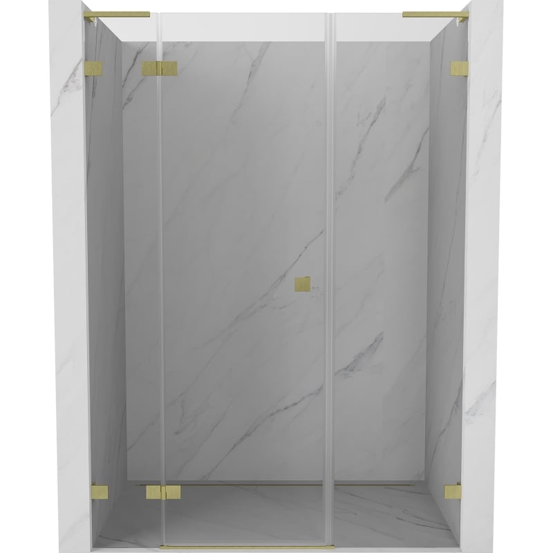 Mexen Lunar L drzwi prysznicowe uchylne lewe 120 cm, transparent, złote szczotkowane - 834SL-120-050-55-00-L