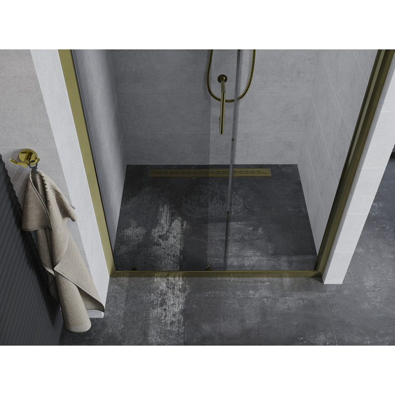 Mexen Apia drzwi prysznicowe rozsuwane 145 cm, transparent, złote - 845-145-000-50-00