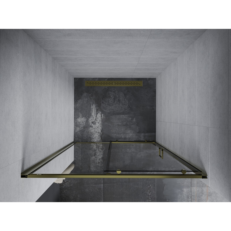 Mexen Apia drzwi prysznicowe rozsuwane 145 cm, transparent, złote - 845-145-000-50-00