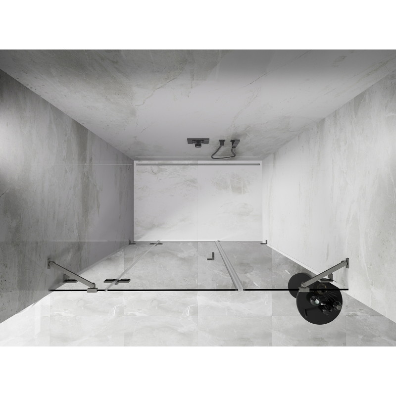 Mexen Lunar drzwi prysznicowe uchylne lewe 135 cm, transparent, nikiel szczotkowany - 834S-135-050-97-00-L