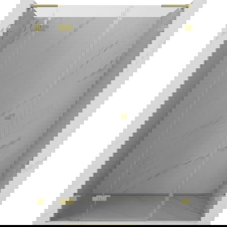 Mexen Lunar L drzwi prysznicowe uchylne lewe 135 cm, transparent, złote szczotkowane - 834SL-135-050-55-00-L