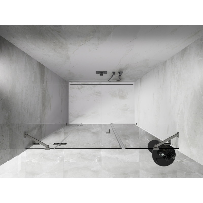 Mexen Lunar drzwi prysznicowe uchylne lewe 155 cm, transparent, nikiel szczotkowany - 834S-155-050-97-00-L