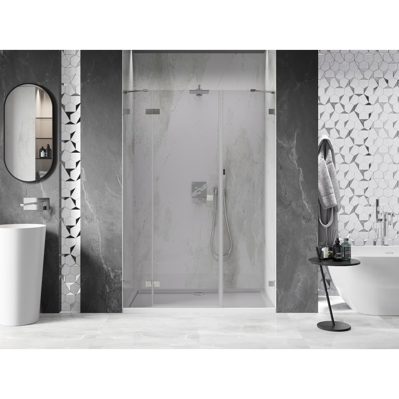 Mexen Lunar drzwi prysznicowe uchylne lewe 160 cm, transparent, nikiel szczotkowany - 834S-160-050-97-00-L