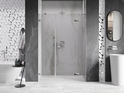 Mexen Lunar drzwi prysznicowe uchylne prawe 125 cm, transparent, chrom - 834S-125-050-01-00-P