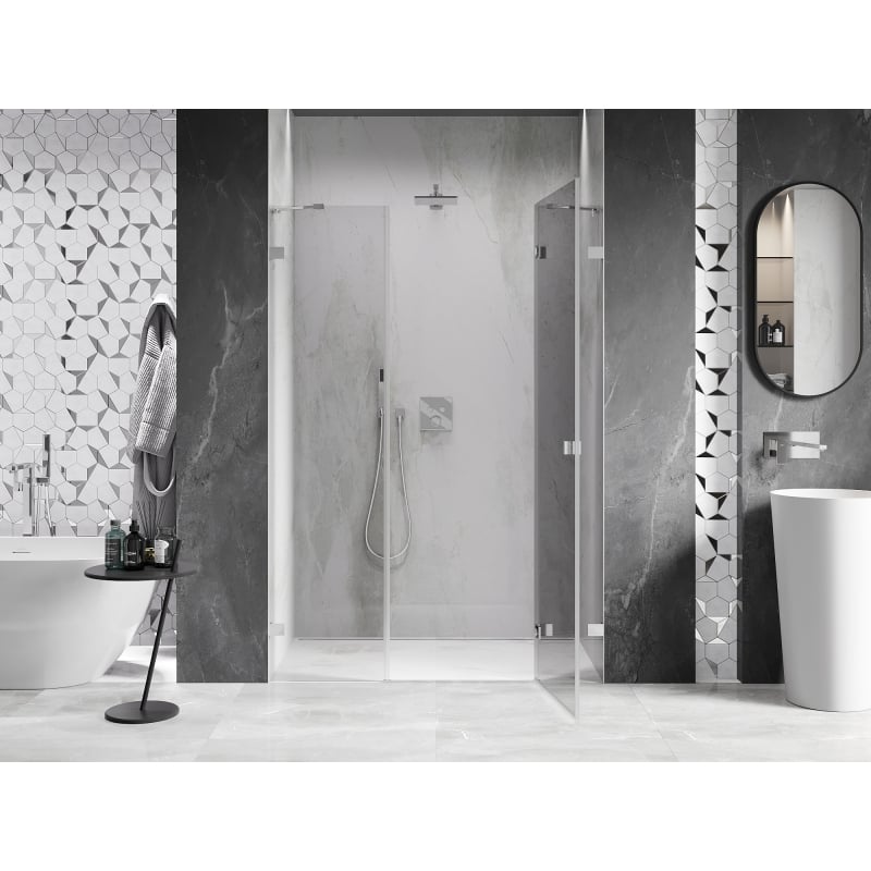 Mexen Lunar drzwi prysznicowe uchylne prawe 125 cm, transparent, chrom - 834S-125-050-01-00-P